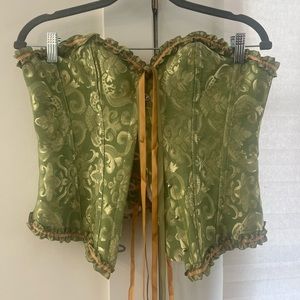 Green Lace up Corset Top Small